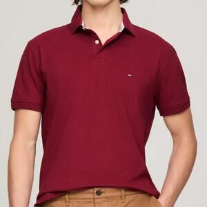Men’s Tommy Hilfiger The 1985 Polo Shirt Red Fit Stretch Pique Preppy Sz Med $65